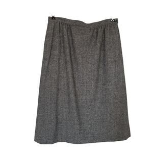 Pendleton Vintage Large Gray Wool Herringbone Pencil Midi Skirt Academia Office